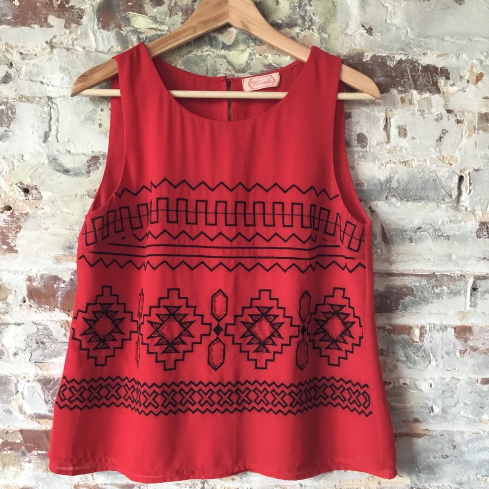 Red Swing Tank Top with Black Detailing